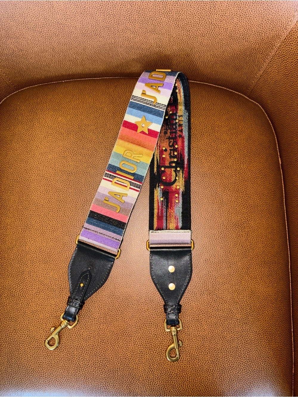 Dior Multicolor Strap with Gold Hardware and black leather